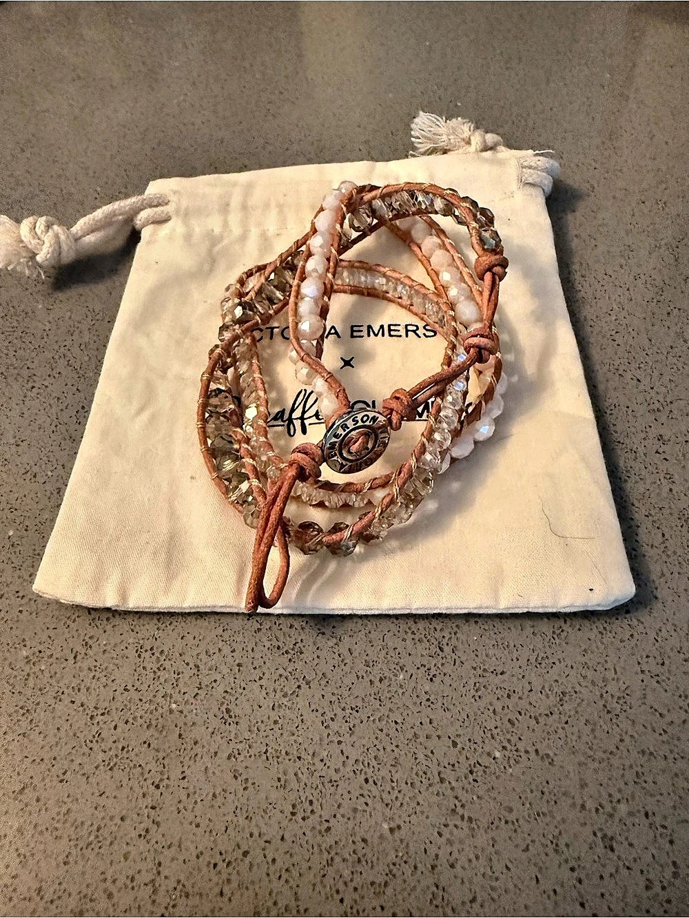 Victoria Emerson Bracelet Stack in Pink & White Like New
